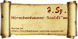 Hirschenhauser Szalóme névjegykártya